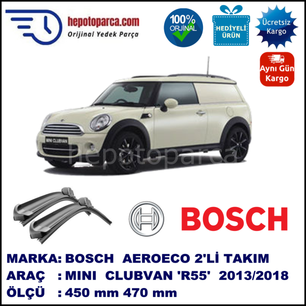 MINI (BMW) Mini Clubvan [R 55] 02.2013-..., 450 / 470 mm. BOSCH AEROECO Aparatlı Muz Silecek