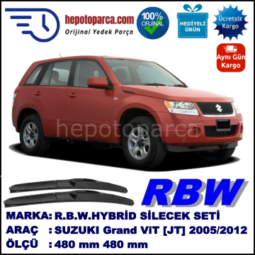 SUZUKI Grand Vitara [JT] 10.05-... 480 / 480 mm. RBW Hybrid Silecek Seti. U Kanca Uyumlu Hibrit