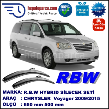 CHRYSLER Grand Voyager [RS] 12.09-... 650 / 500 mm. RBW Hybrid Silecek Seti. U Kanca Uyumlu Hibrit