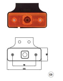 3034-M020Y30 SİDE MAR.YATAY L DUYLU BRAKETSİZ SARI