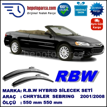 CHRYSLER Sebring Convertible [JR] 01.01-08.08 550 / 550 mm. RBW Hybrid Silecek Seti. U Kanca Uyumlu Hibrit