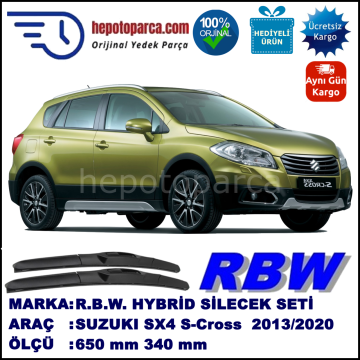 SUZUKI SX4 S-Cross  09.13-... 650 / 340 mm. RBW Hybrid Silecek Seti. U Kanca Uyumlu Hibrit