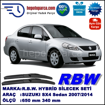 SUZUKI SX4 Sedan  07.07-... 650 / 340 mm. RBW Hybrid Silecek Seti. U Kanca Uyumlu Hibrit