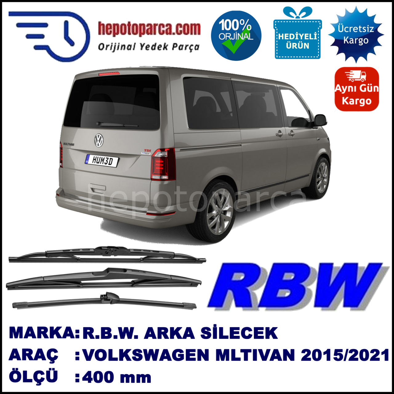 VOLKSWAGEN MULTIVAN T6MUZ ARKA SİLECEK RBW ARACA ÖZEL  (2015→)