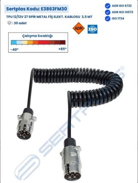 E3863FM30 TPU 12/12V 27 SPİR METAL Fİş ELEKT. KABL