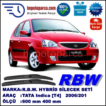 TATA Indica [T4] 11.06-... 600 / 400 mm. RBW Hybrid Silecek Seti. U Kanca Uyumlu Hibrit