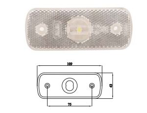3065-M003 P4 ÖN POZİSYON LAMBASI TEK LED BEYAZ BRAKETSİZ 500mm kablolu