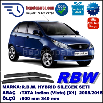 TATA Indica (Vista) [X1] 08.08-... 600 / 340 mm. RBW Hybrid Silecek Seti. U Kanca Uyumlu Hibrit