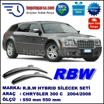 CHRYSLER 300C Touring [LE] 10.04-08.10 550 / 550 mm. RBW Hybrid Silecek Seti. U Kanca Uyumlu Hibrit
