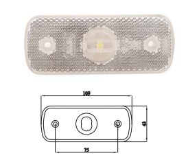 3065-M002 ÖN POZİSYON LAMBASI TEK LED ŞEFFAF BEYAZ 250mm kablolu