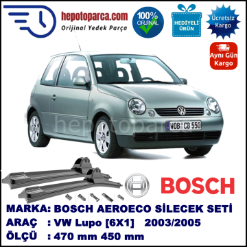 VW Lupo [6X1] 06.2003-07.2005, 470 / 450 mm. BOSCH AEROECO Aparatlı Muz Silecek