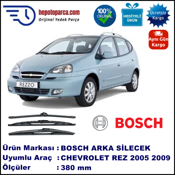 CHEVROLET Rezzo [KL1U, U100] 380 mm 02.2005-05.2009 BOSCH Arka Silecek