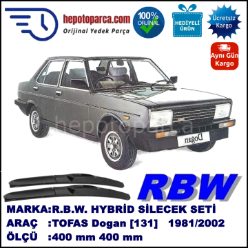 TOFAS Dogan [131] 03.81-06.02 400 / 400 mm. RBW Hybrid Silecek Seti. U Kanca Uyumlu Hibrit