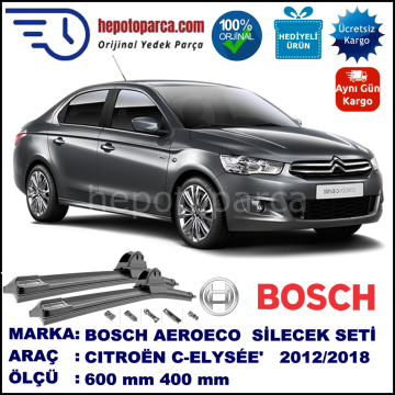 CITROEN C-Elysee  09.2012-..., 600 / 400 mm. BOSCH AEROECO Aparatlı Muz Silecek
