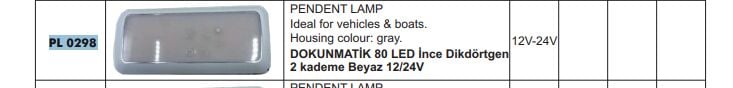 DOKUNMATİK 80 LED İNCE DİKDÖRTGEN 2 KADEMLİ LAMBA