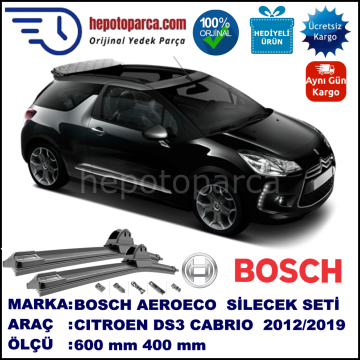 CITROEN DS3 Cabrio [A56] 07.2012-..., 600 / 400 mm. BOSCH AEROECO Aparatlı Muz Silecek