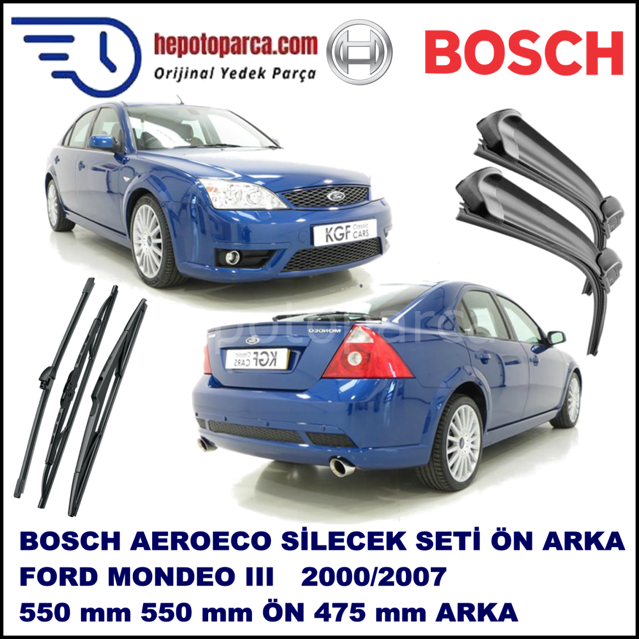 FORD Mondeo III [01] 10,2000-03,2007 Bosch Aeroeco Ön ve Arka Silecek Takımı