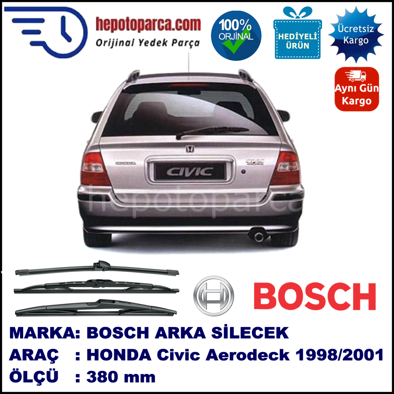 HONDA Civic Aerodeck [MB/MC] 380 mm 03.1998-02.2001 BOSCH Arka Silecek