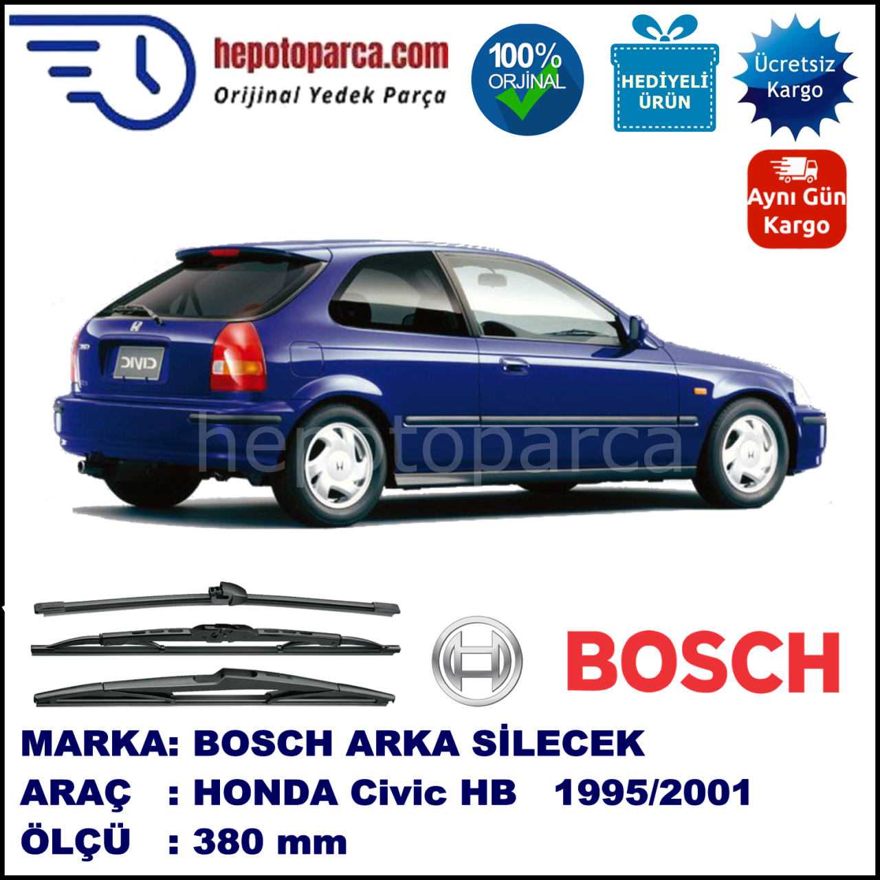 HONDA Civic Hatchback [EJ/EK] 380 mm 10.1995-02.2001 BOSCH Arka Silecek