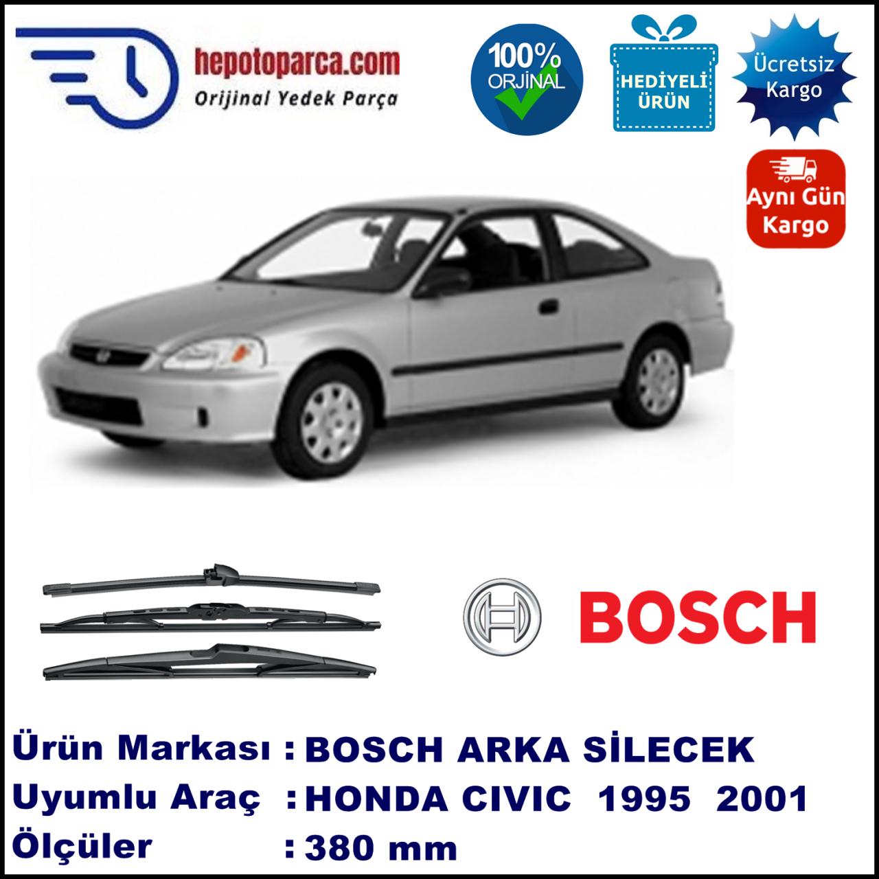 HONDA Civic Sedan [EJ/EK] 380 mm 10.1995-02.2001 BOSCH Arka Silecek