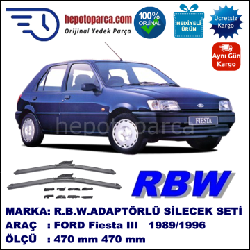 FORD Fiesta III [89] 03.1989-12.1996, 470 / 470 mm.  RBW  ADAPTÖRLÜ MUZ SİLECEK SETİ