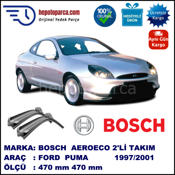 FORD Puma  06.1997-12.2001, 470 / 470 mm. BOSCH AEROECO Aparatlı Muz Silecek
