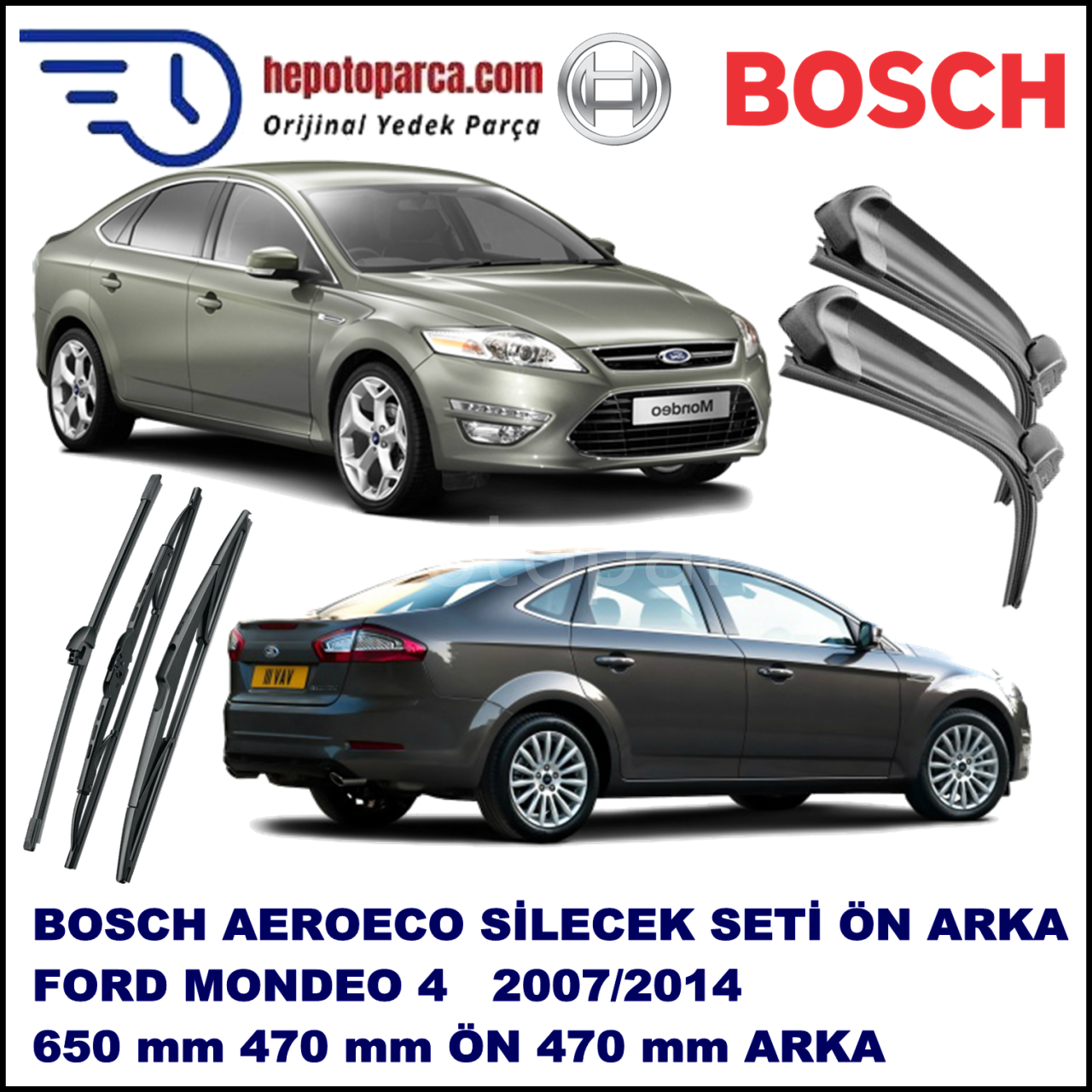 FORD Mondeo IV [07] 02,2007-,,, Bosch Aeroeco Ön ve Arka Silecek Takımı