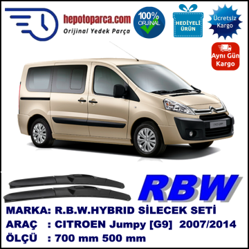 CITROEN Jumpy [G9] 02.07-... 700 / 500 mm. RBW Hybrid Silecek Seti. U Kanca Uyumlu Hibrit