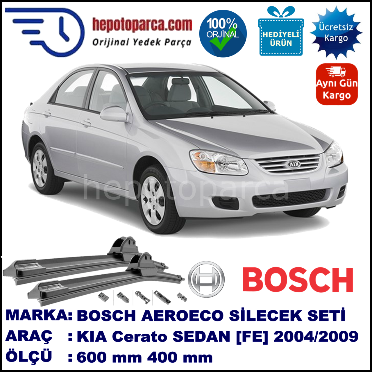 9, 600 / 400 mm. BOSCH AEROECO Aparatlı Muz Silecek