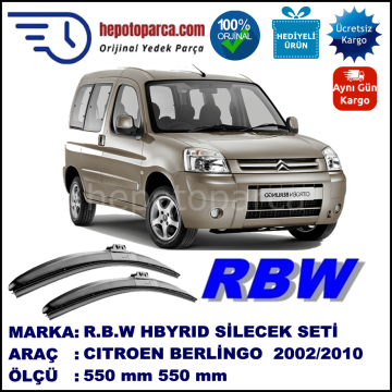 CITROEN Berlingo [M59] 11.02-03.10 550 / 550 mm. RBW Hybrid Silecek Seti. U Kanca Uyumlu Hibrit