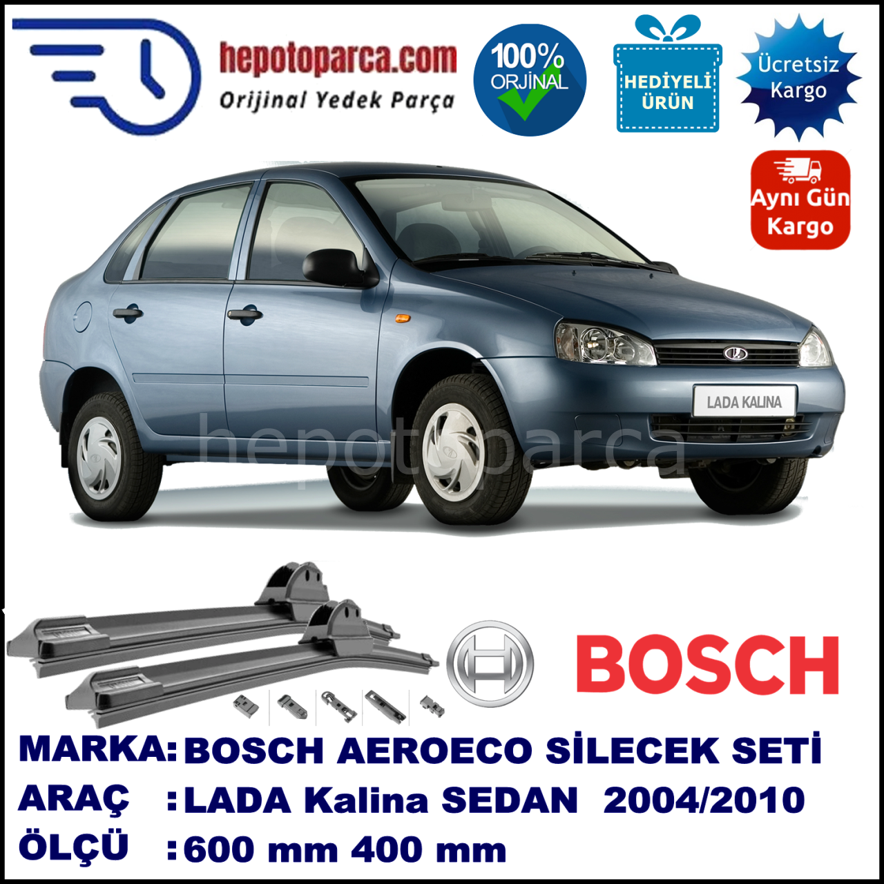 LADA Kalina  11.2004-..., 600 / 400 mm. BOSCH AEROECO Aparatlı Muz Silecek