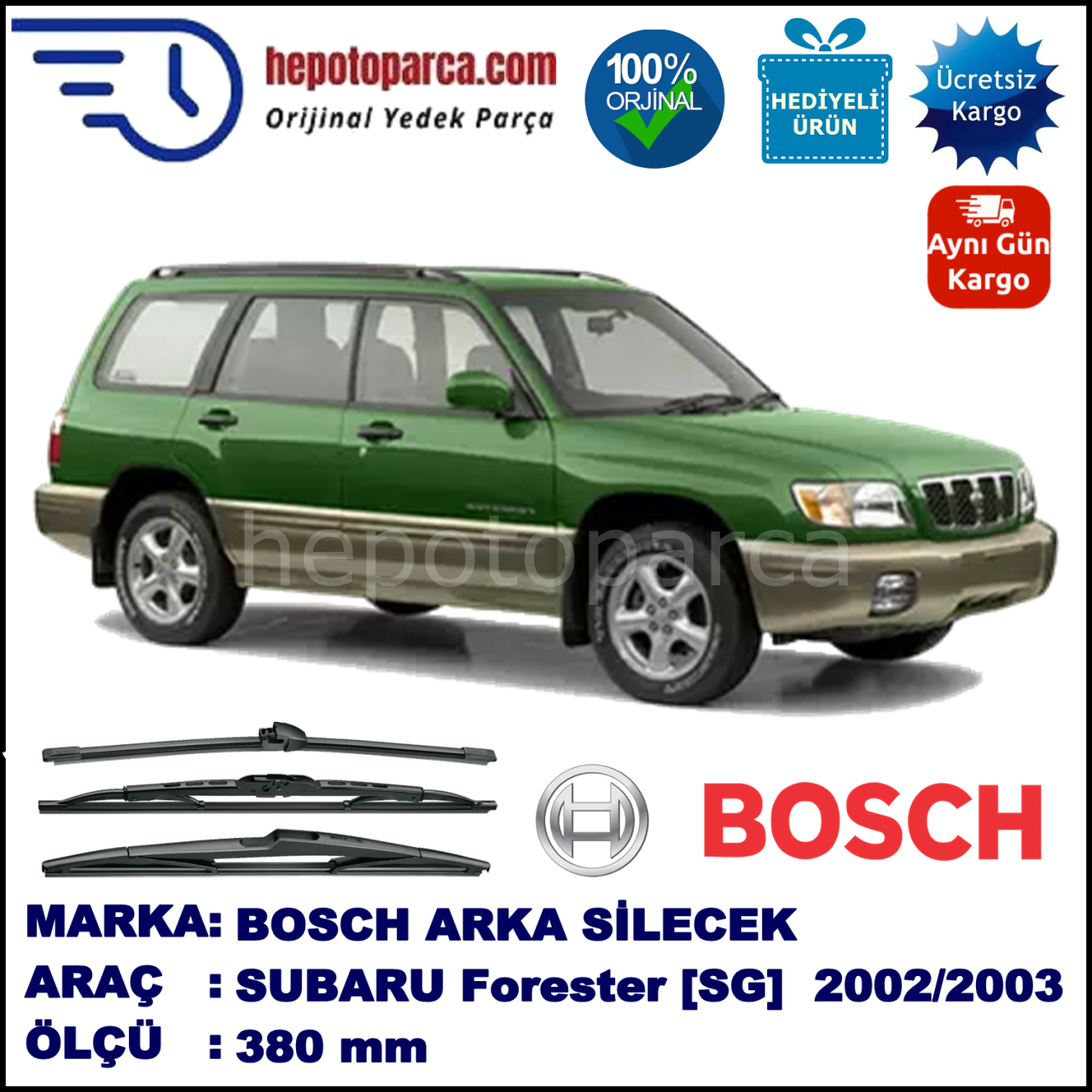 SUBARU Forester  [SG] 380 mm 06.2002-05.2003 BOSCH Arka Silecek