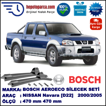 NISSAN Navara [D22] 06.2000-..., 470 / 470 mm. BOSCH AEROECO Aparatlı Muz Silecek