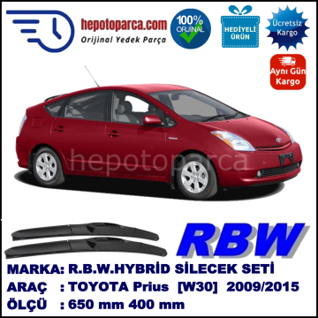 TOYOTA Prius [W30,W35] 04.09-... 650 / 400 mm. RBW Hybrid Silecek Seti. U Kanca Uyumlu Hibrit