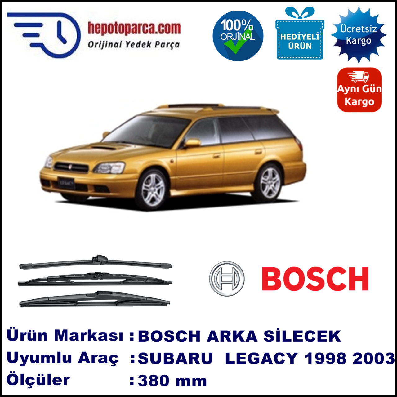 SUBARU Legacy Kombi [BE/BH] 380 mm 10.1998-06.2003 BOSCH Arka Silecek