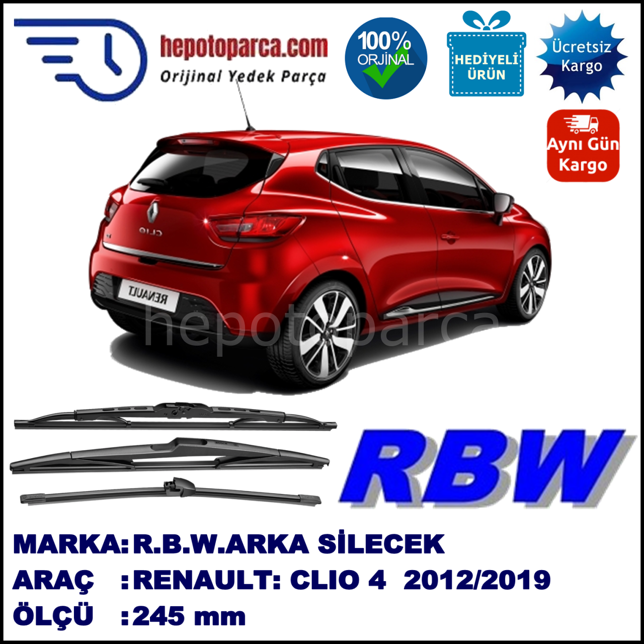 RENAULT: CLIO 4 MUZ ARKA SİLECEK RBW ARACA ÖZEL (2012→)
