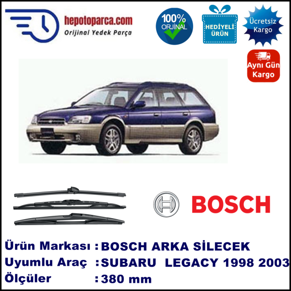 SUBARU Legacy Outback [BE/BH] 380 mm 10.1998-06.2003 BOSCH Arka Silecek