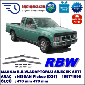 NISSAN Pickup [D21] 08.1987-02.1998, 470 / 470 mm.  RBW  ADAPTÖRLÜ MUZ SİLECEK SETİ