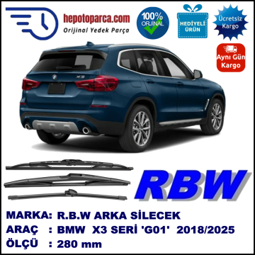 BMW X3 [G01] MUZ ARKA SİLECEK RBW ARACA ÖZEL 2018→