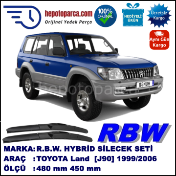 TOYOTA Land Cruiser [J9] 04.96-12.06 480 / 450 mm. RBW Hybrid Silecek Seti. U Kanca Uyumlu Hibrit
