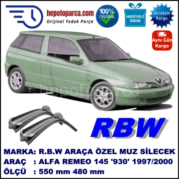 ALFA ROMEO 145 [930] 04.97-12.00 550 / 480 mm. RBW Muz Silecek Seti  2'li Takım. U Kanca Uyumludur.