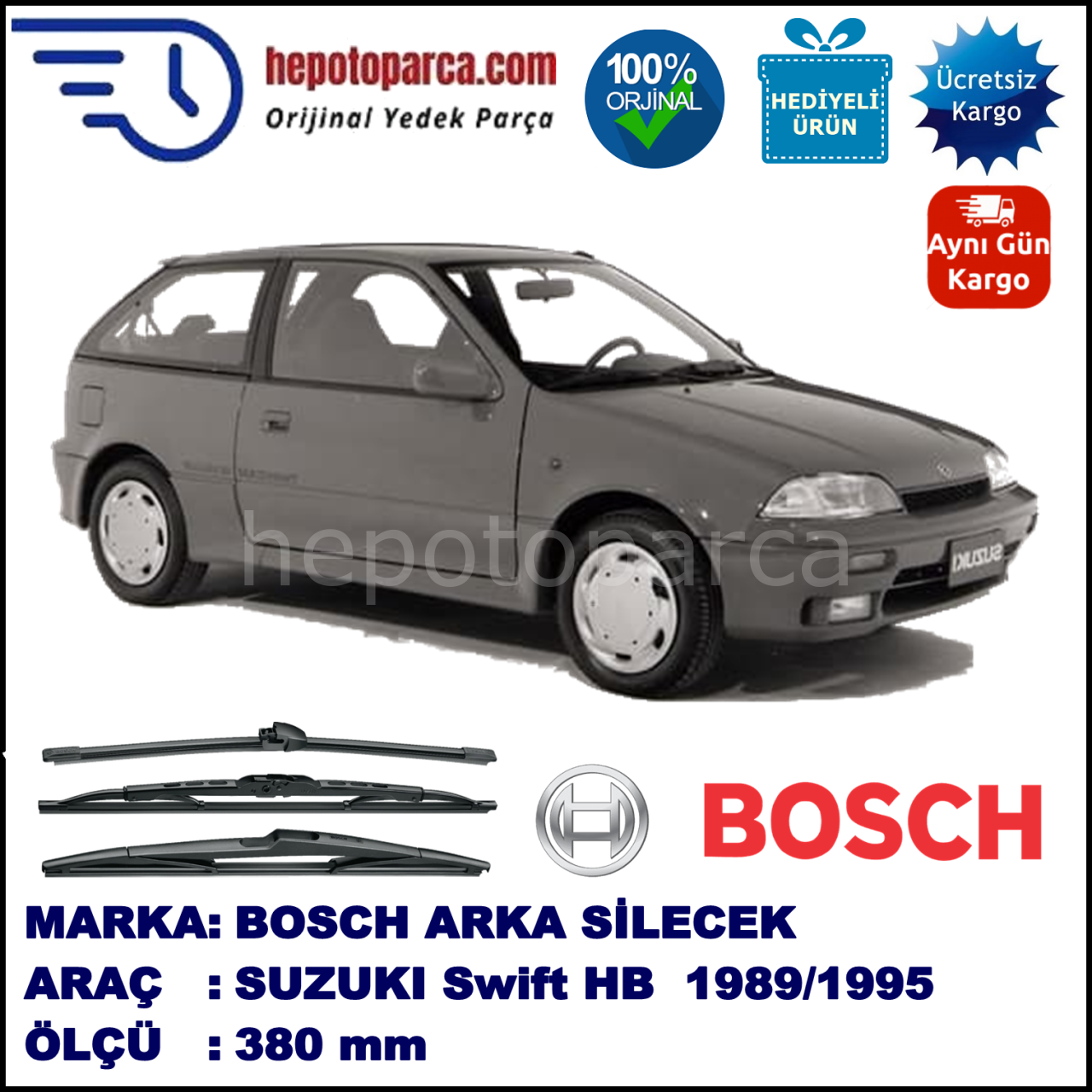 SUZUKI Swift Hatchback [EA] 380 mm 01.1989-09.1995 BOSCH Arka Silecek