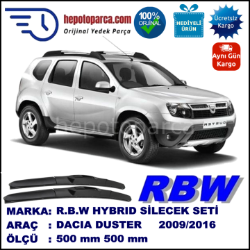 DACIA Duster  10.09-... 500 / 500 mm. RBW Hybrid Silecek Seti. U Kanca Uyumlu Hibrit