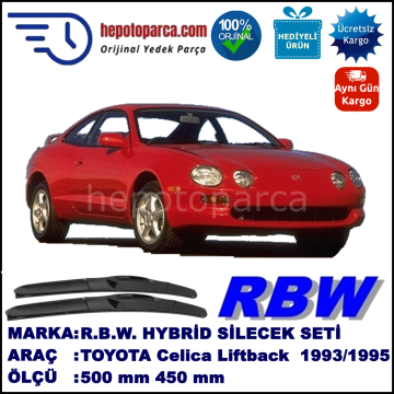 TOYOTA Celica Liftback [T20] 11.93-08.95 500 / 450 mm. RBW Hybrid Silecek Seti. U Kanca Uyumlu Hibrit