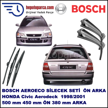 HONDA Civic Aerodeck [MB/MC] 03,1998-02,2001 Bosch Aeroeco Ön ve Arka Silecek Takımı