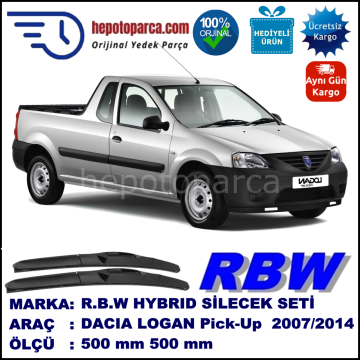 DACIA Logan Pick-Up [US] 01.07-... 500 / 500 mm. RBW Hybrid Silecek Seti. U Kanca Uyumlu Hibrit