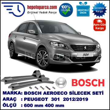 PEUGEOT 301  09.2012-..., 600 / 400 mm. BOSCH AEROECO Aparatlı Muz Silecek