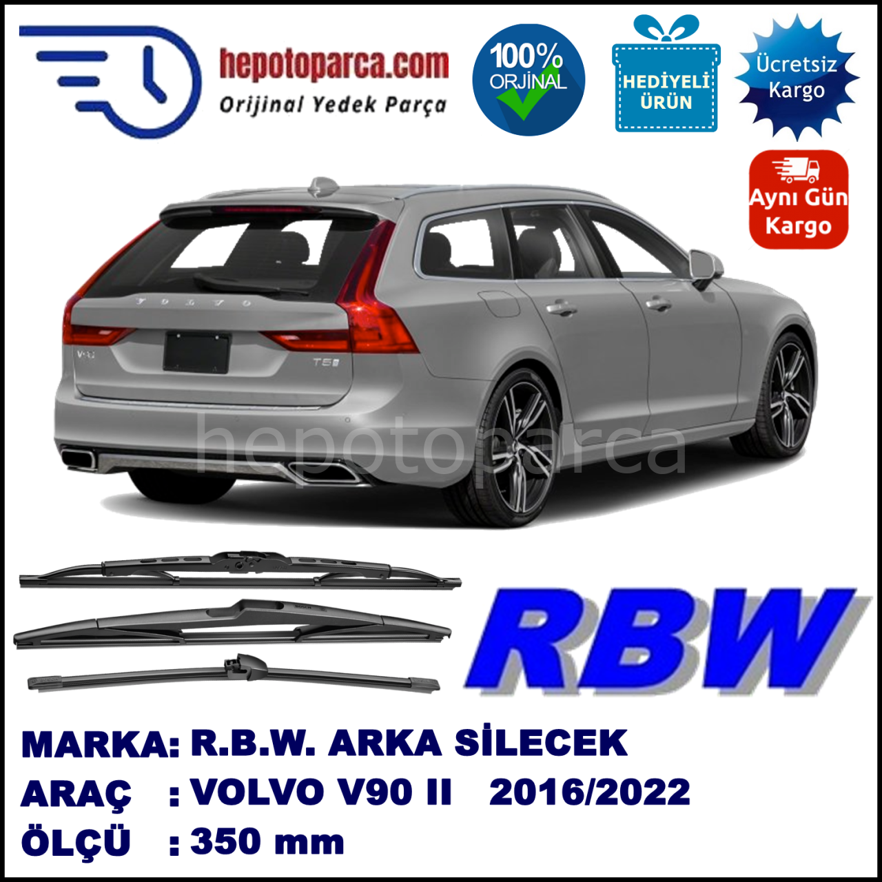 VOLVO V90 2 MUZ ARKA SİLECEK RBW ARACA ÖZEL (2016→)