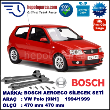 VW Polo [6N1] 10.1994-12.1999, 470 / 470 mm. BOSCH AEROECO Aparatlı Muz Silecek