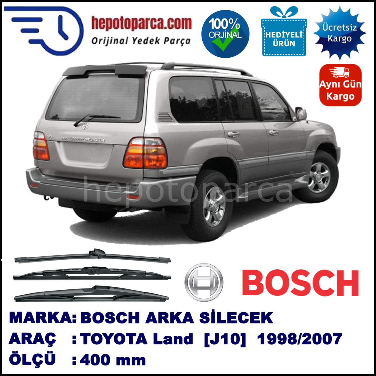 TOYOTA Land Cruiser [J10] 400 mm 01.1998-08.2007 BOSCH Arka Silecek